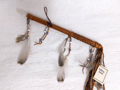 Native American Made Ceremonial Talking Stick with Crystal-WB10